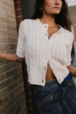 Erika Cable Knit Cardigan in Ivory FINAL SALE