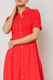 Nicole Smocked Maxi Dress in Red FINAL SALE