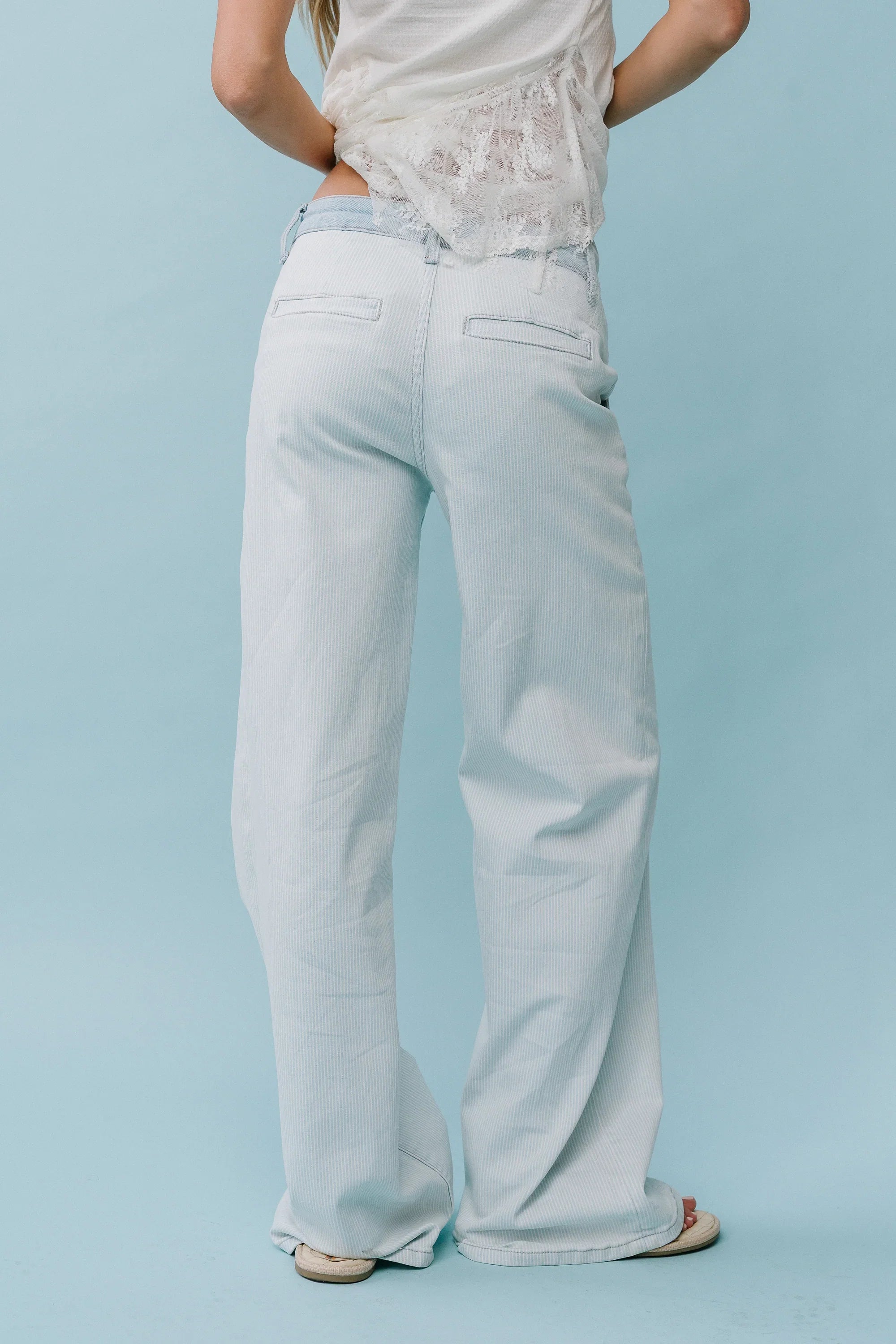 Kendall Striped Wide Leg Jeans