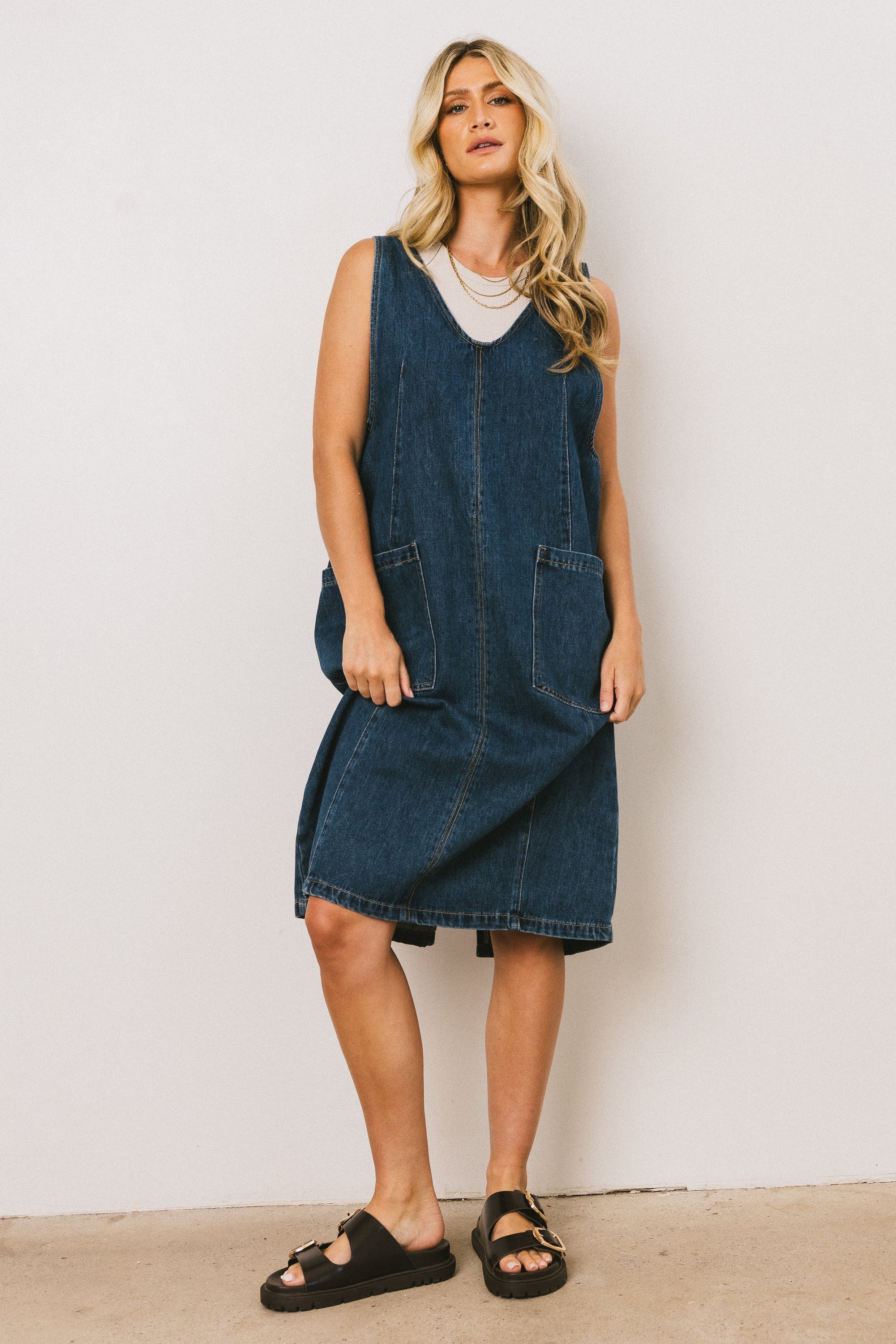 Camry Overall Dress in Dark Wash FINAL SALE
