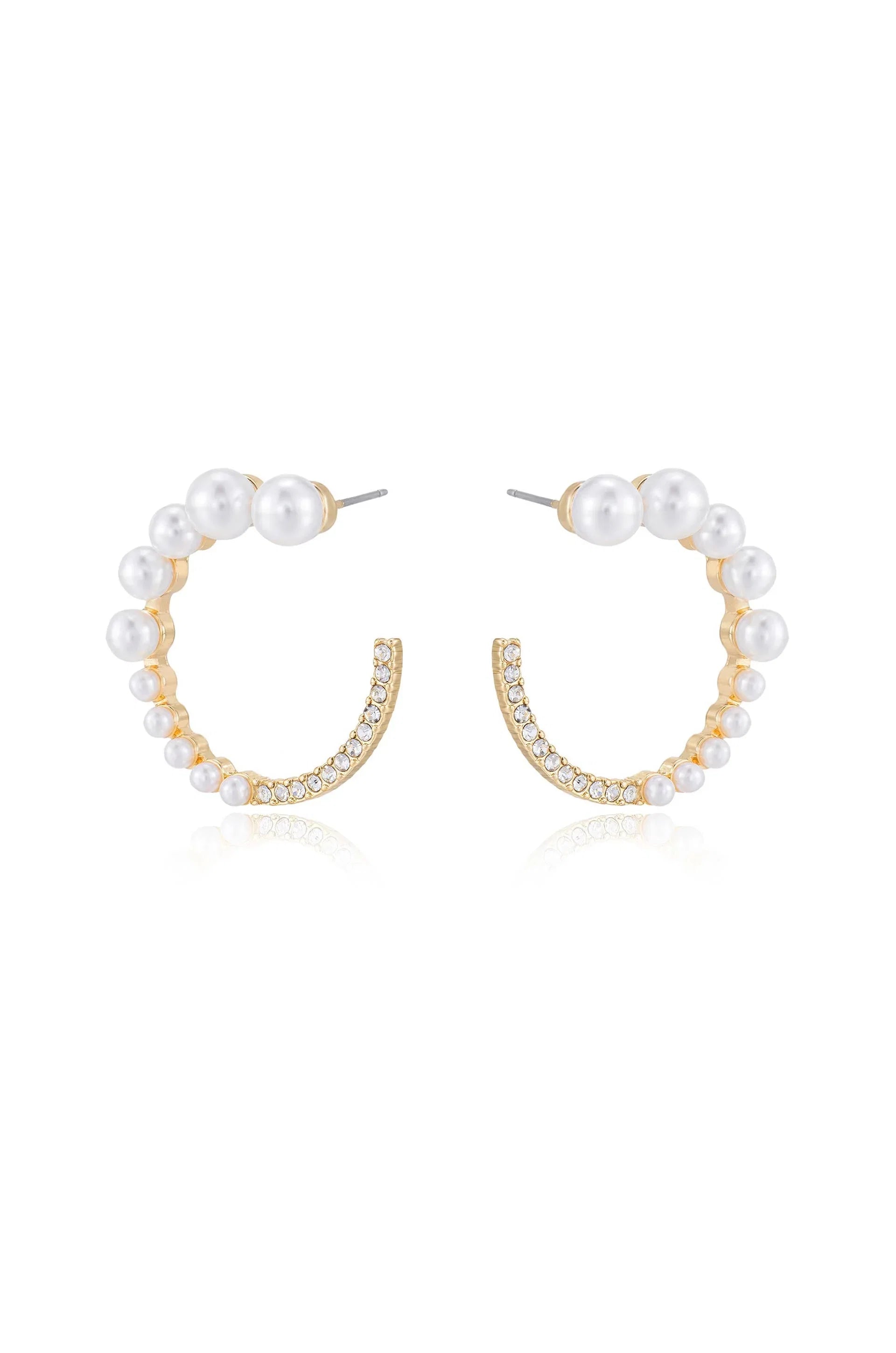 Chic Pearl And Crystal Open Circle Earrings