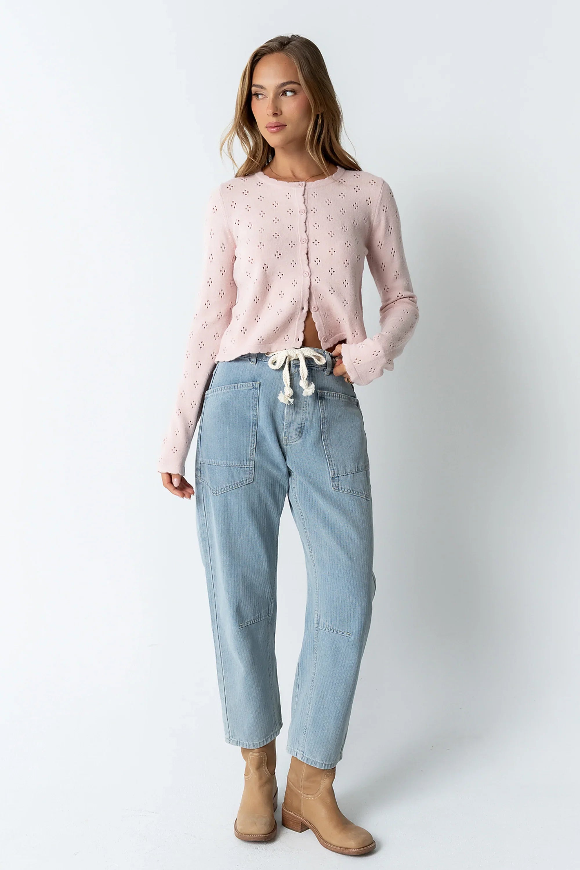 Kandy Scalloped Sweater in Pink