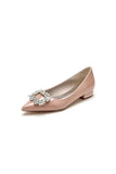 Pointed Toe Slip on Patent Leather With Rhinestone