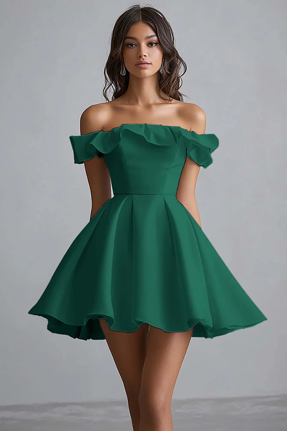 White Off The Shoulder A Line Short Graduation Dress