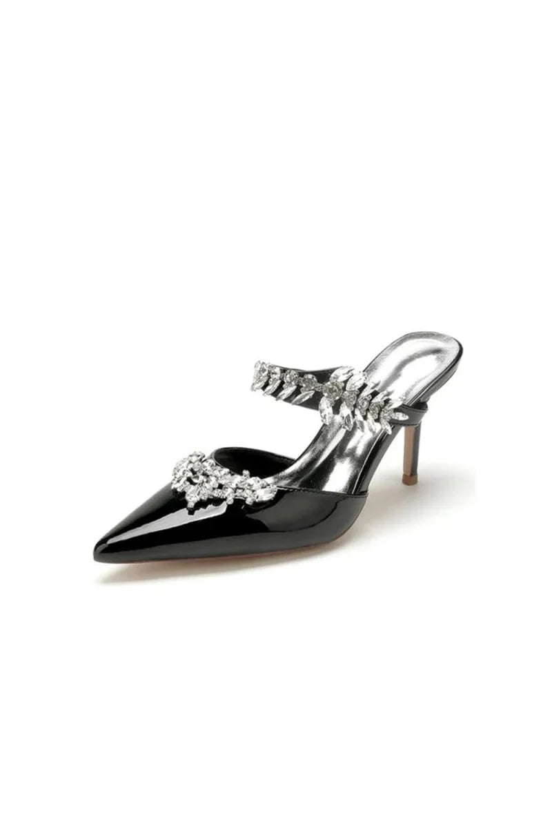 Champagne Pointed Toe Wedding Shoes with Rhinestone
