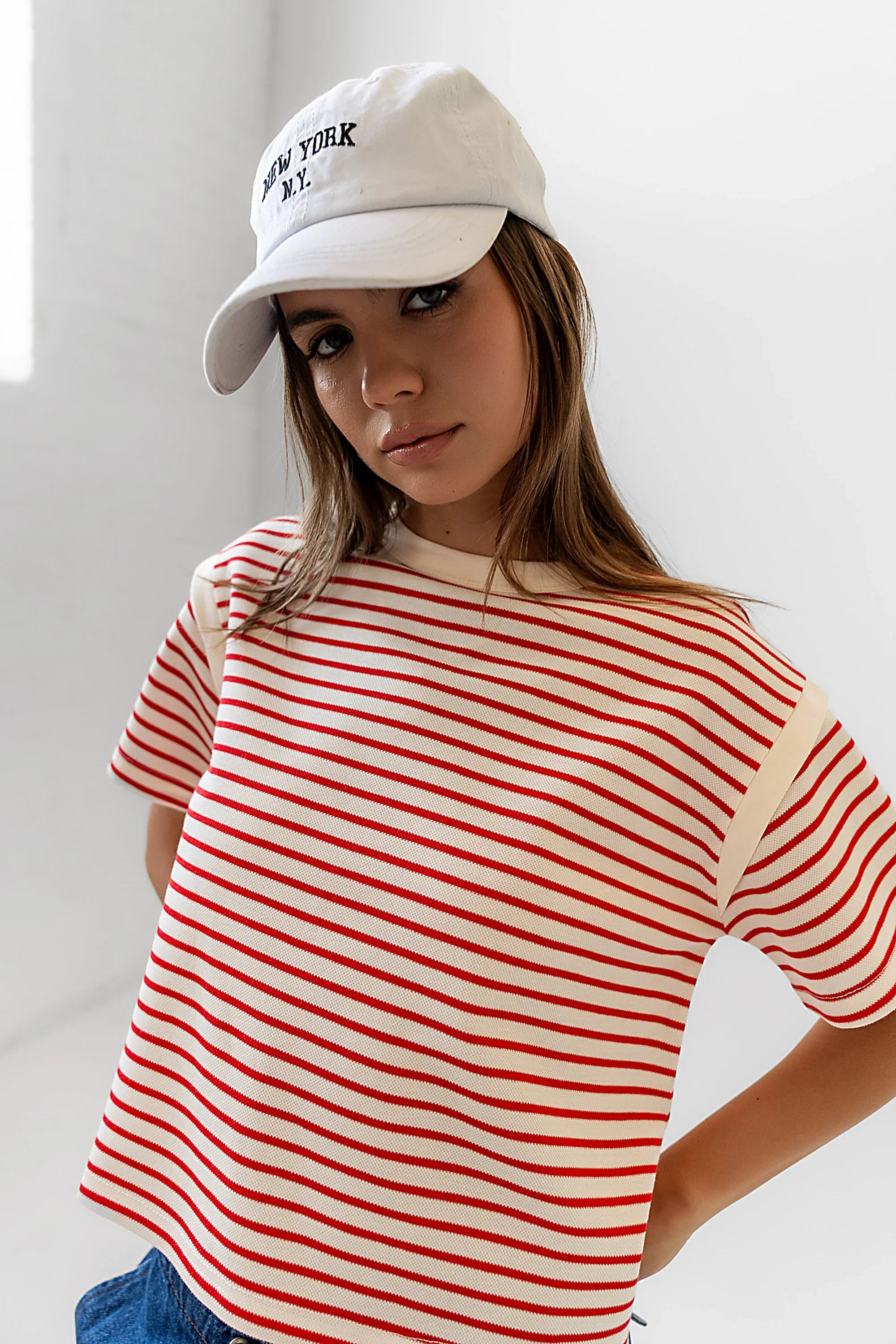 Ryker Striped T Shirt in Red FINAL SALE