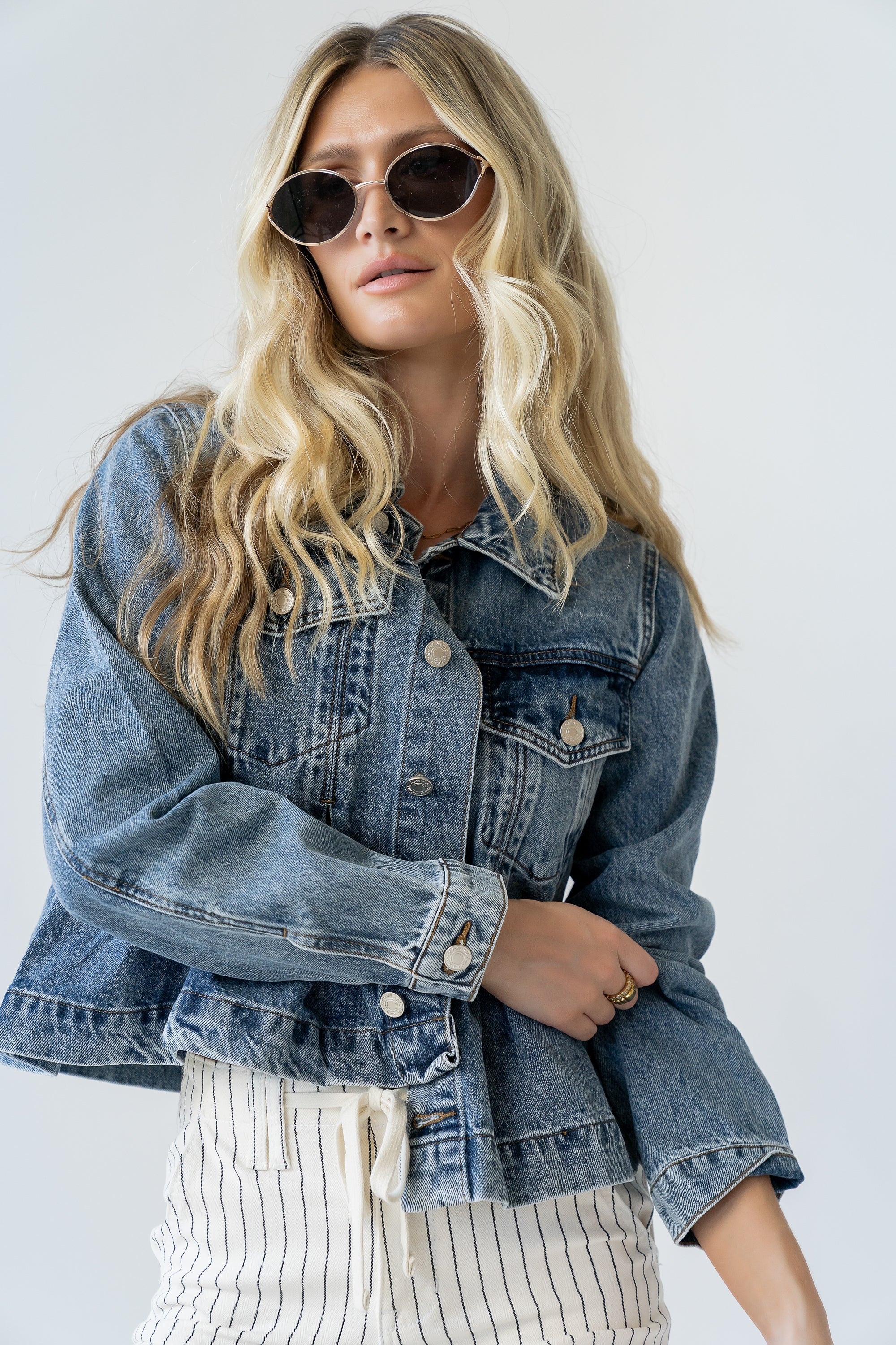 Riley Peplum Denim Jacket