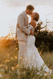 Mermaid Sweetheart Tulle Appliques Wedding Dresses with Sleeves