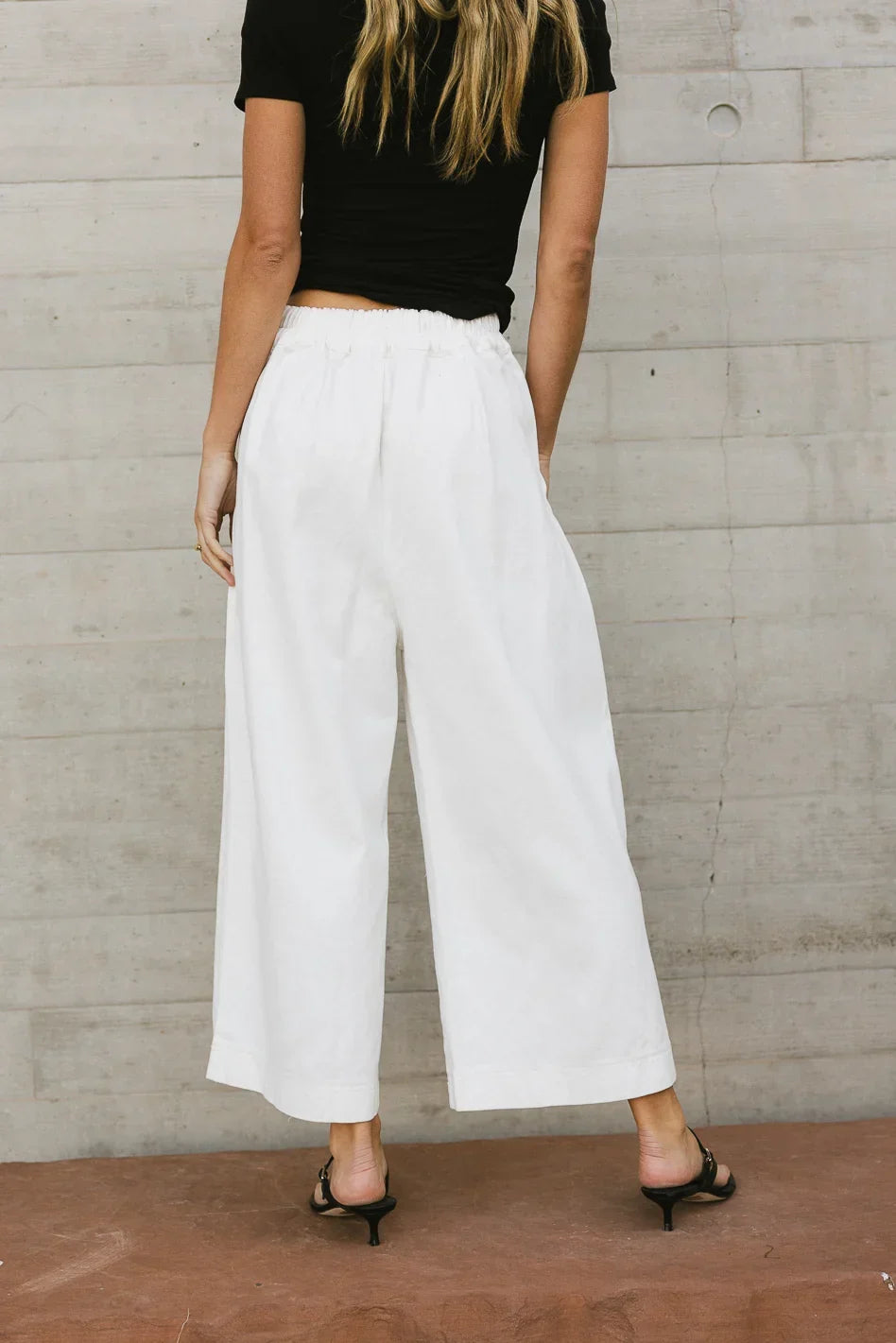 Elke Button Slacks in White FINAL SALE