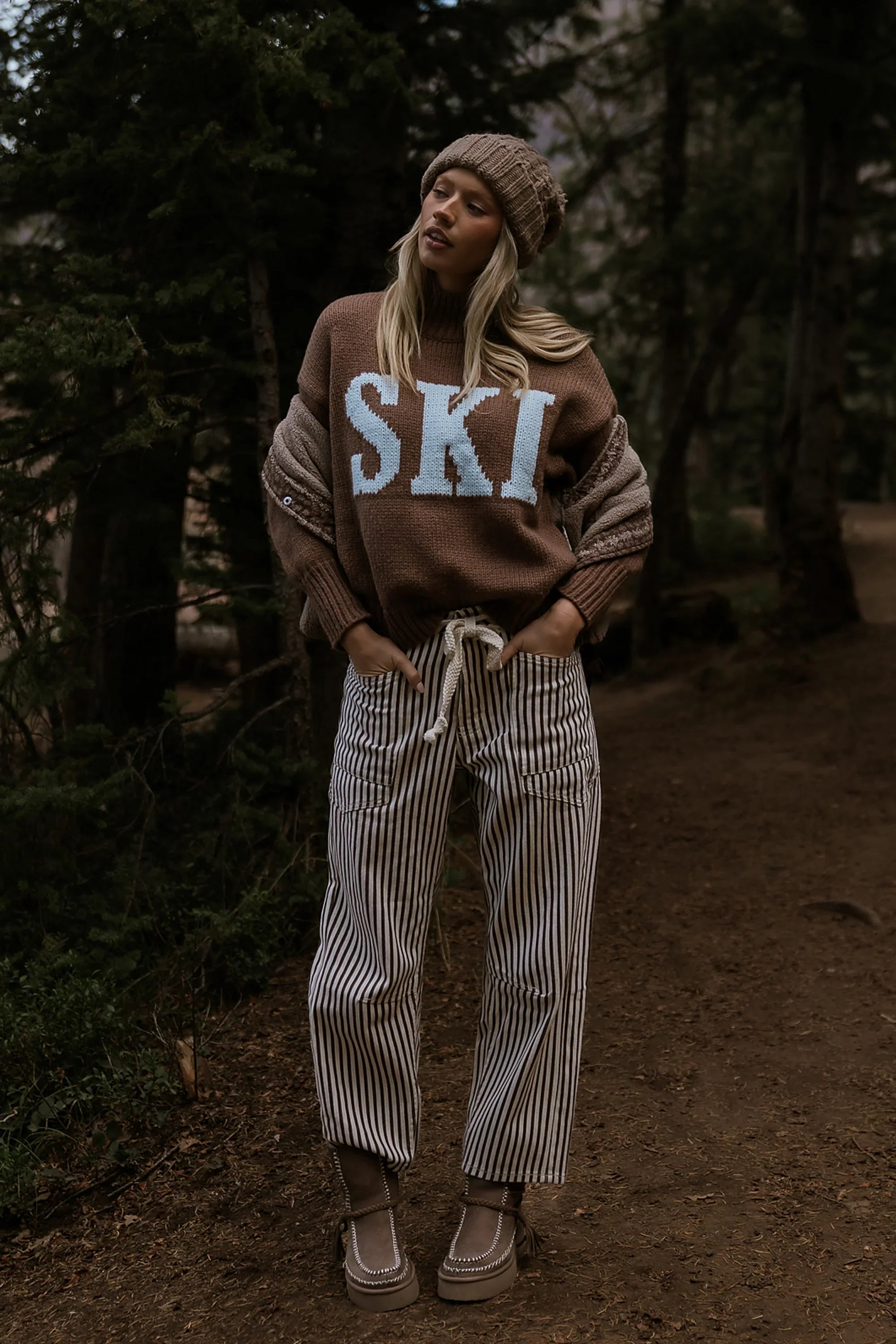 Ski Knit Sweater in Brown FINAL SALE