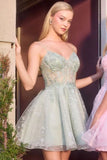 JOLEEN MINI DRESS FLORAL LACE TULLE A LINE COCKTAIL DRESS