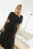 Alora Embroidered Dress in Navy FINAL SALE