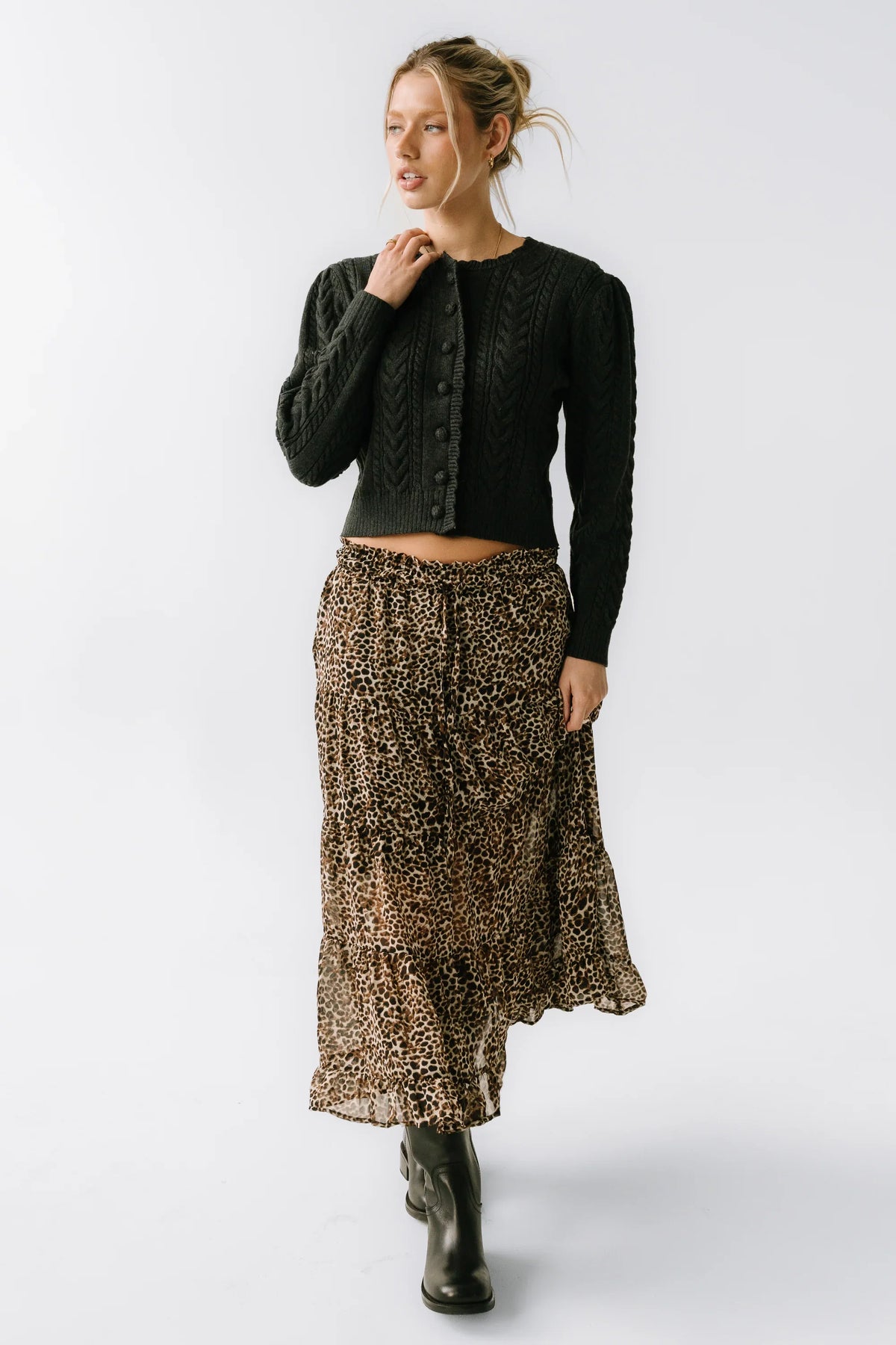 France Knit Cardigan in Charcoal FINAL SALE
