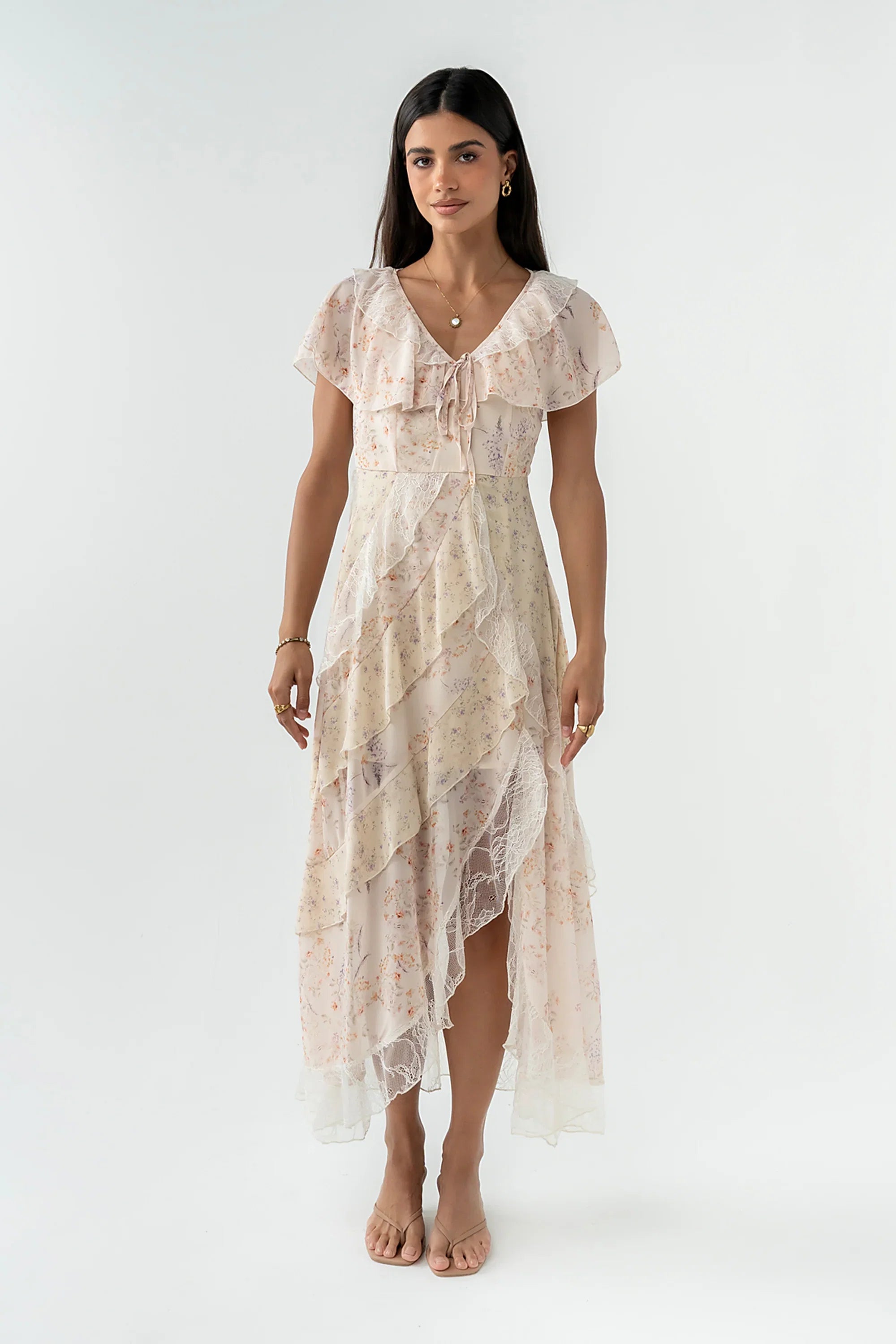 Kora Ruffle Maxi Dress in Yellow