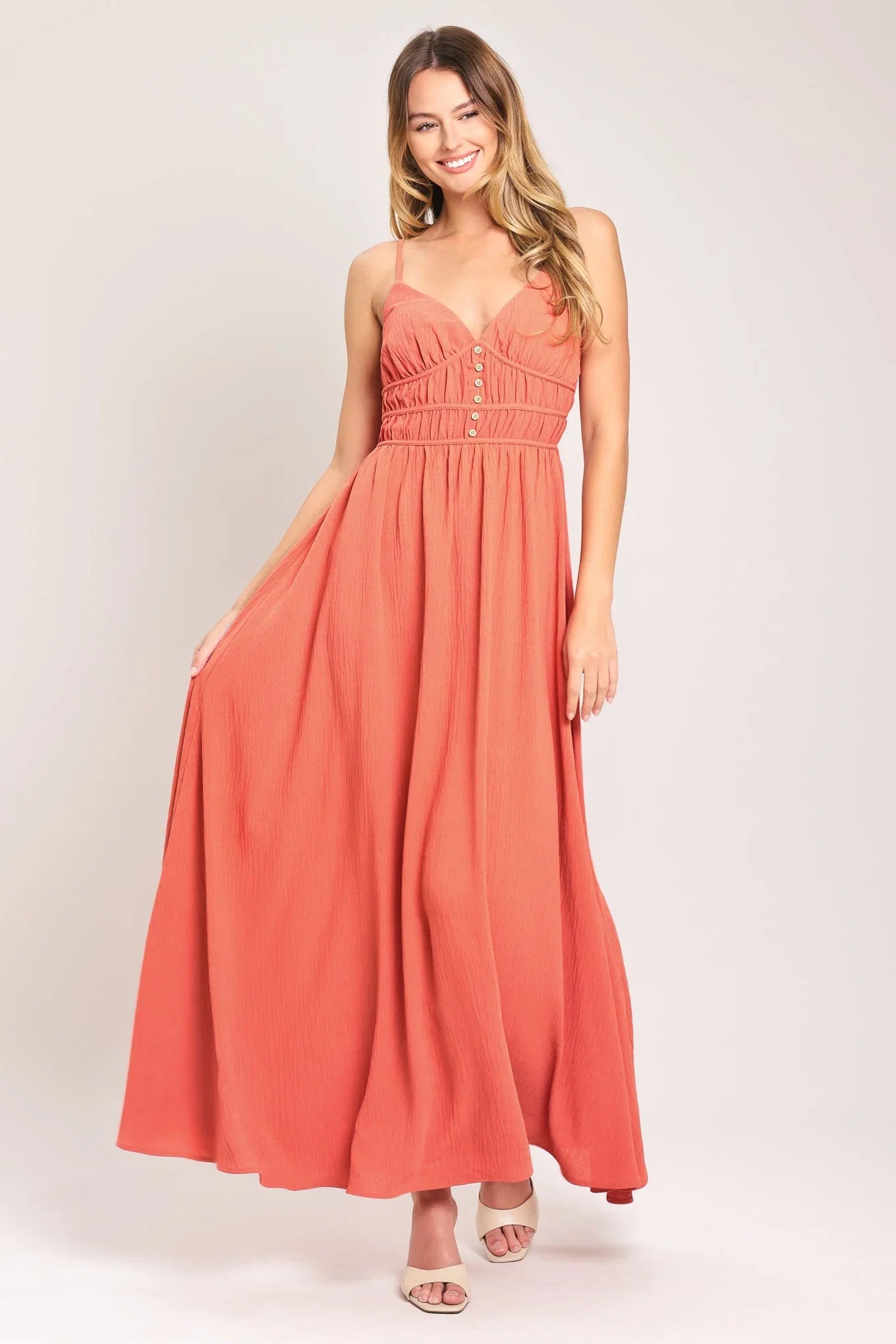 CORAL BLOSSOM MAXI DRESS