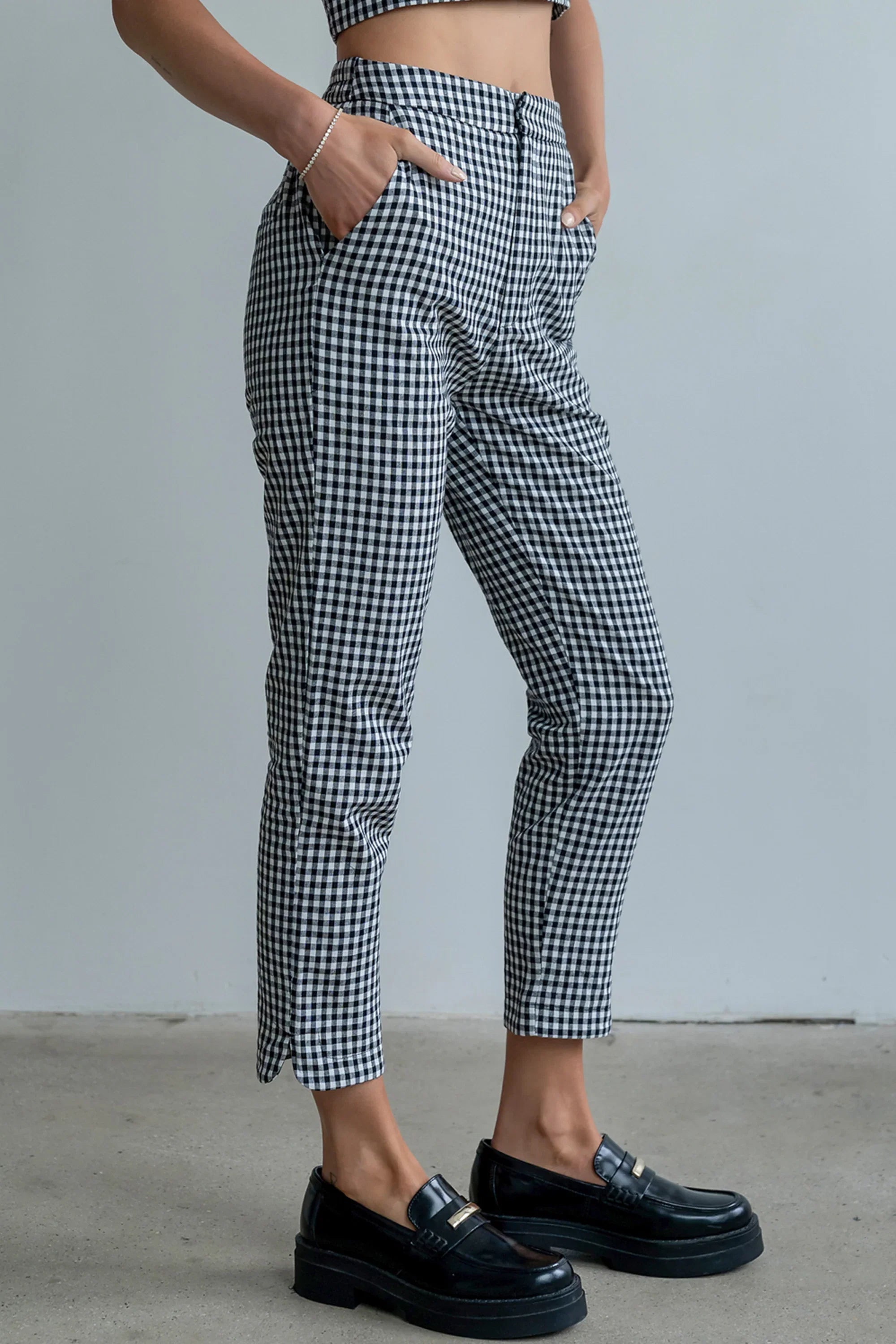 Madie Gingham Pants in Black