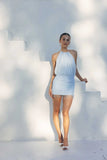 Sapphire High Neck Beaded Mini Dress