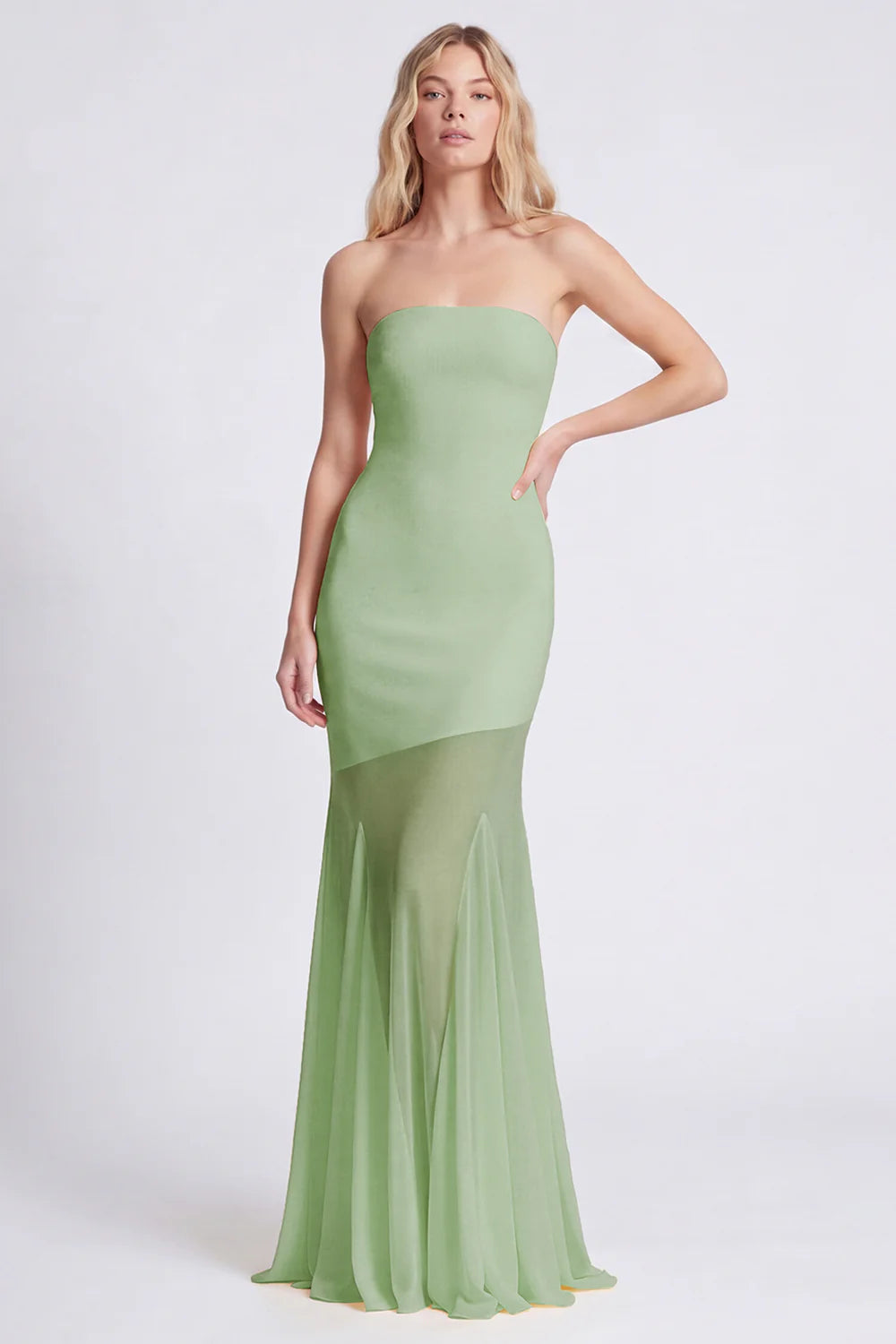 Strapless Daffodil Mermaid Long Formal Dress