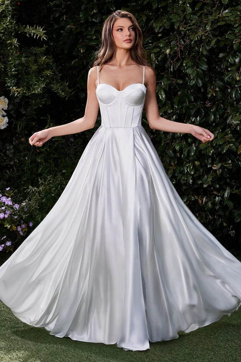 Selma Gown Off White A LINE LUXE SATIN BUSTIER DRESS