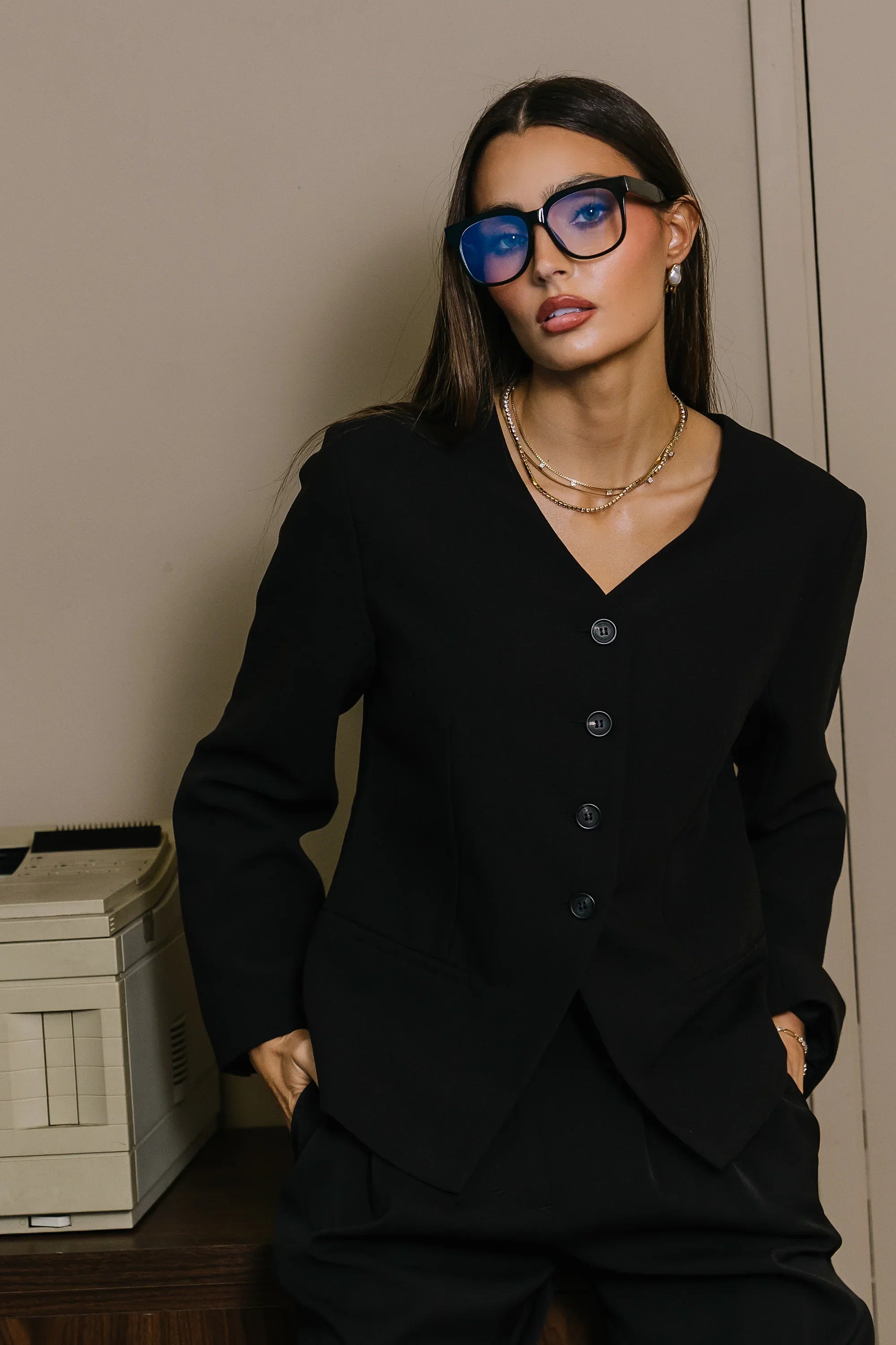 Kalani Collared Blazer in Black