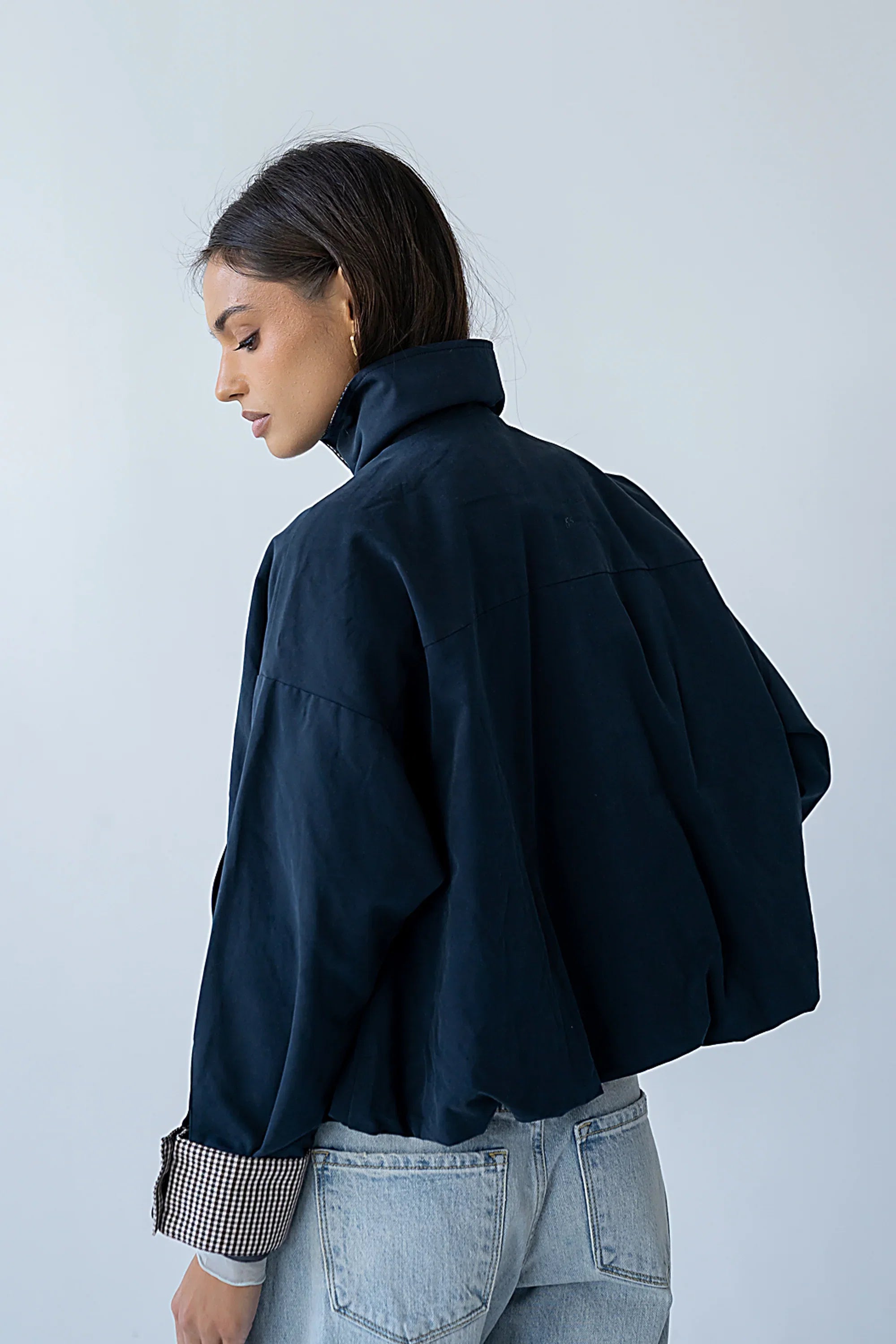 Colette Oversized Trench Jacket in Navy