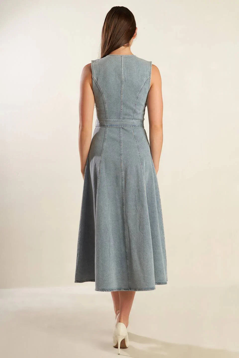 NAUTICAL NICE LIGHT DENIM MIDI DRESS