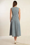 NAUTICAL NICE LIGHT DENIM MIDI DRESS