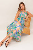 TARA LEAF PRINT MIDI DRESS