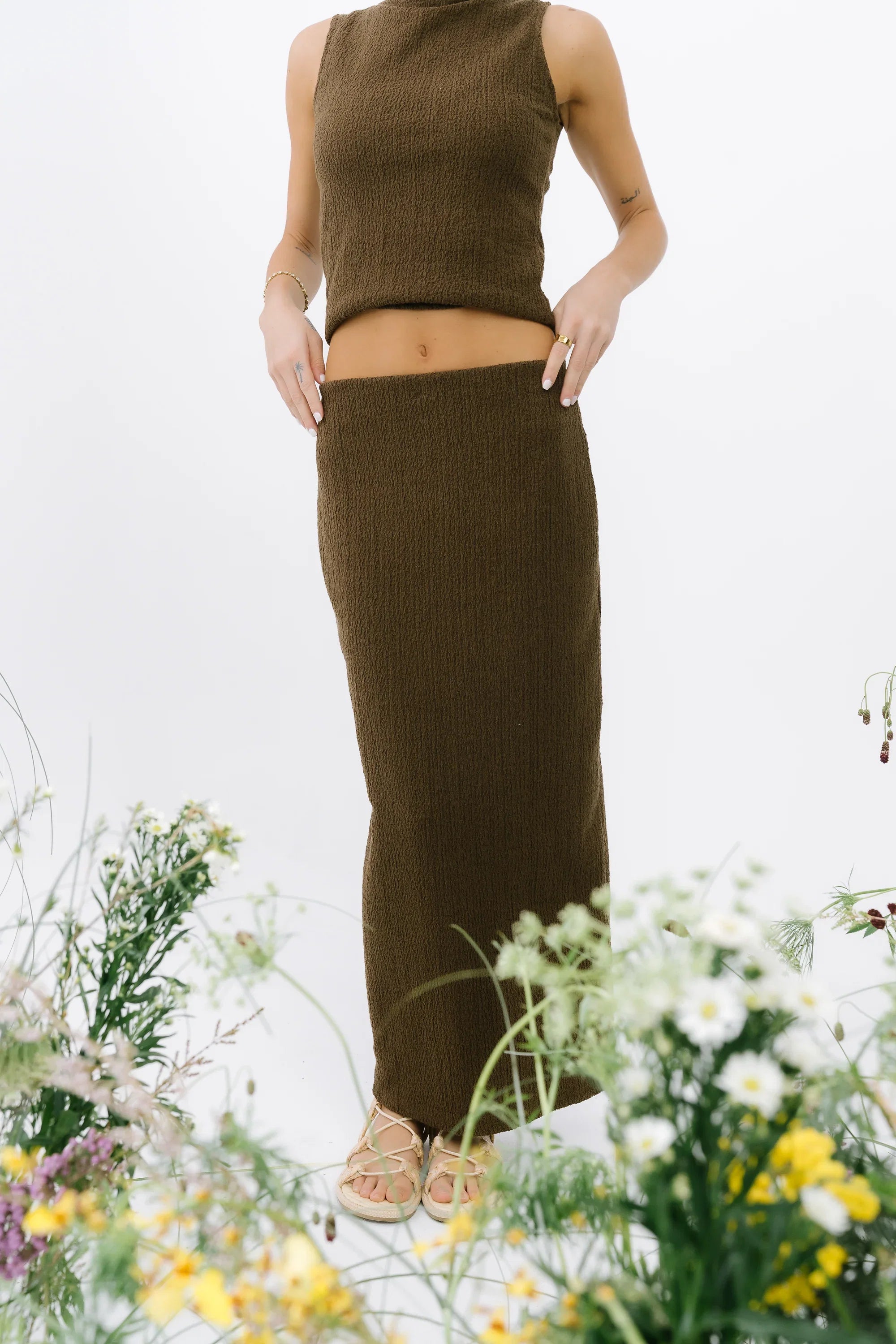 Opal Textured Skirt in Brown