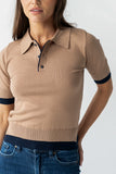 Delilah Contrast Sweater in Taupe