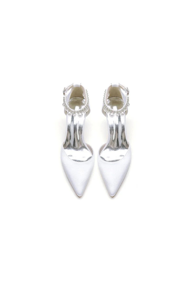 Pointed Toe Wedding Heels with Pearl Tassel