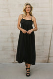 Genevieve Empire Midi Dress in Black FINAL SALE