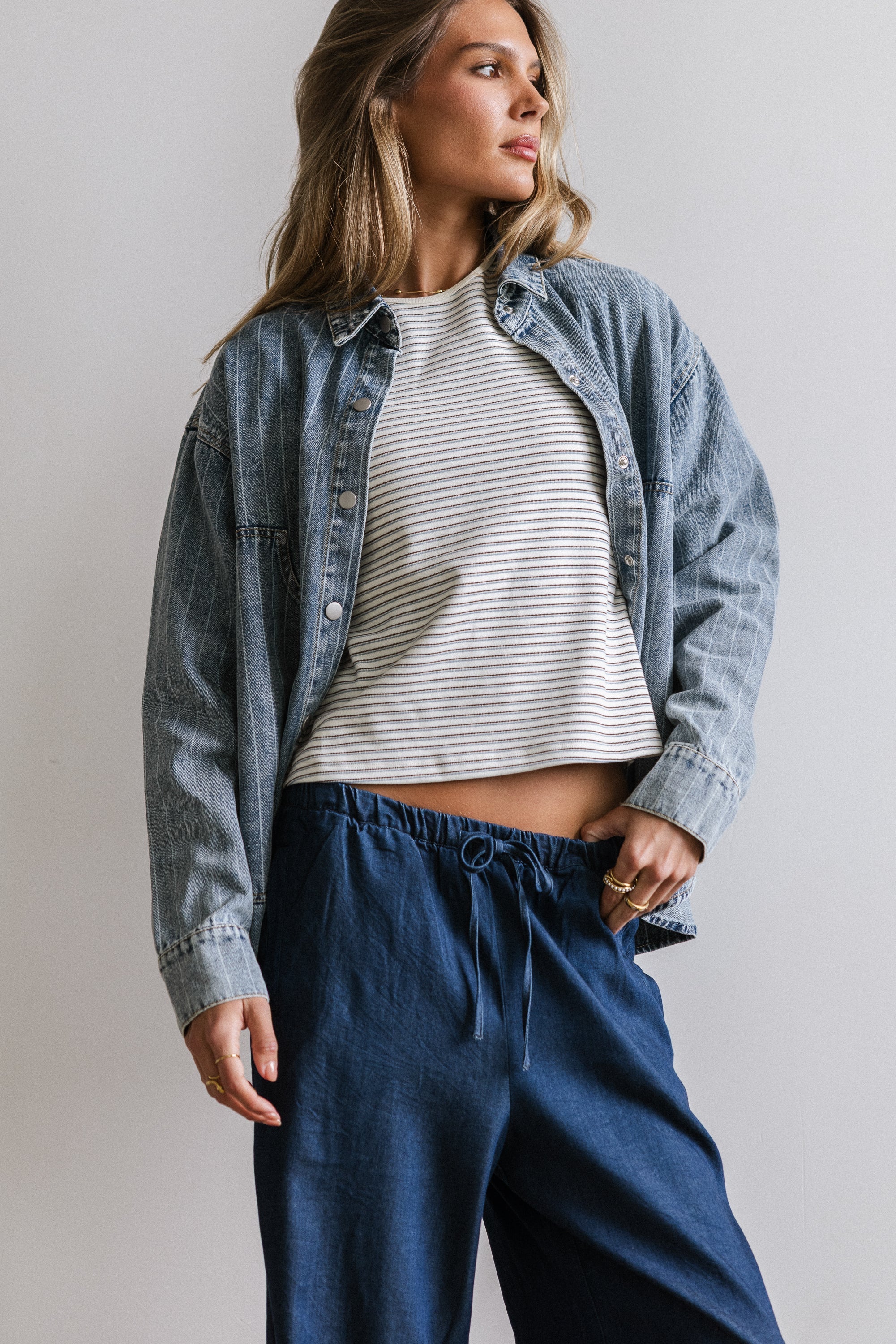 Kandy Striped Denim Shacket