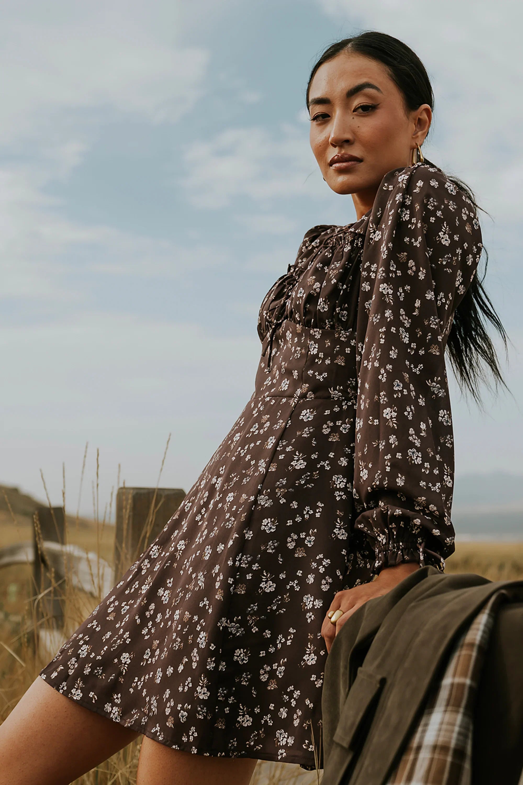 Myles Floral Mini Dress in Burgundy FINAL SALE