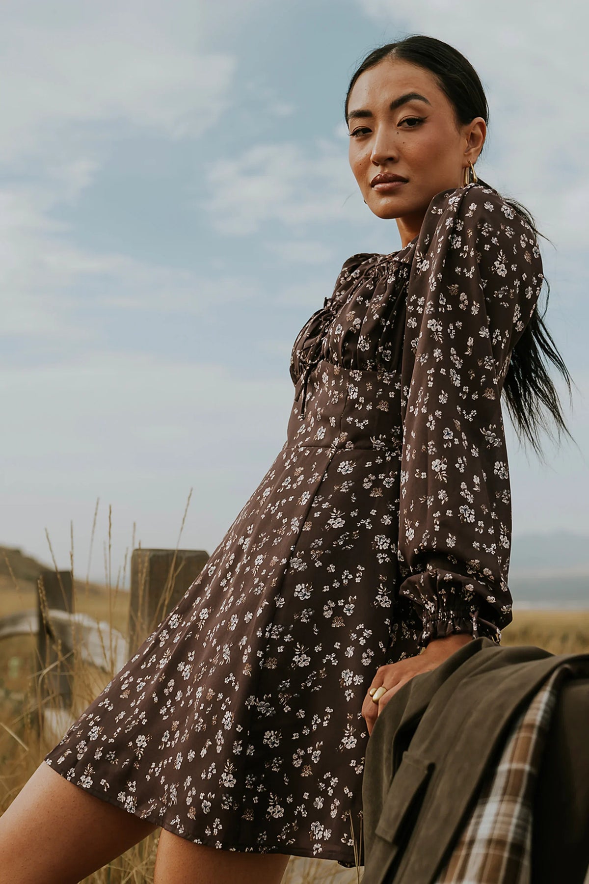 Myles Floral Mini Dress in Burgundy FINAL SALE