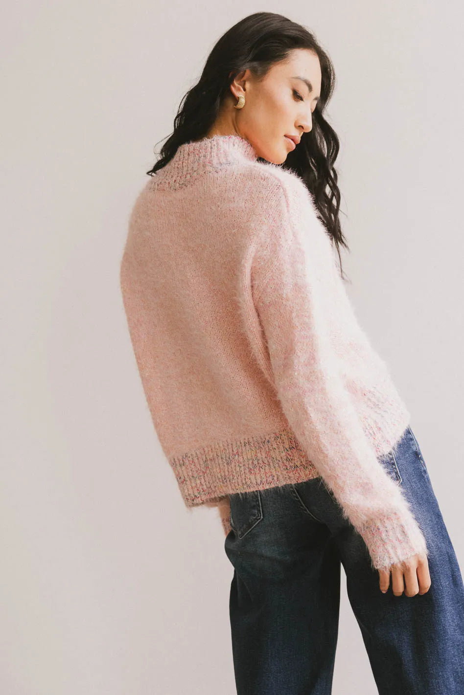 Carla Fuzzy Knit Sweater in Pink FINAL SALE