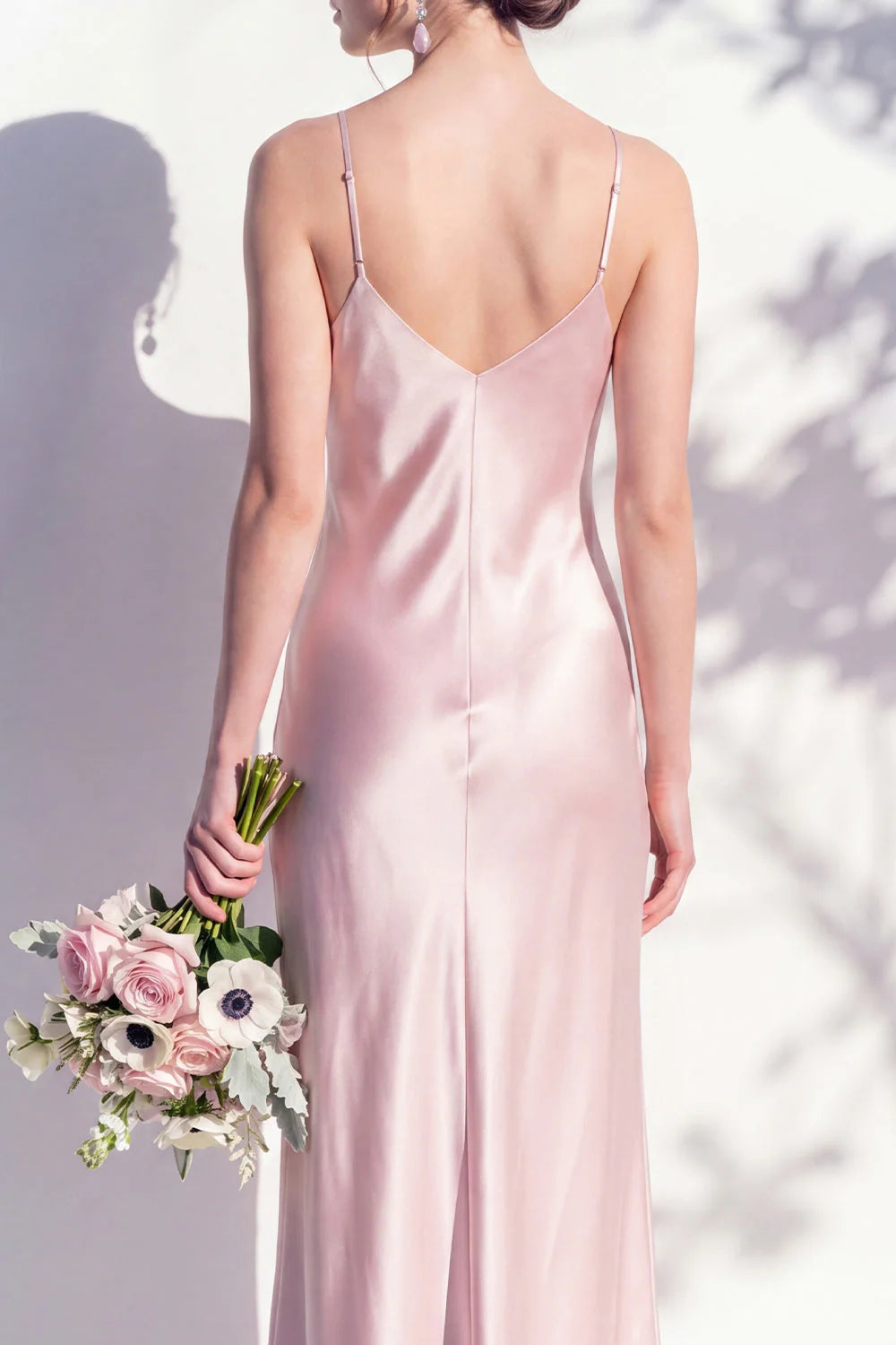 Satin Spaghetti Straps Sheath Sage Bridesmaid Dress