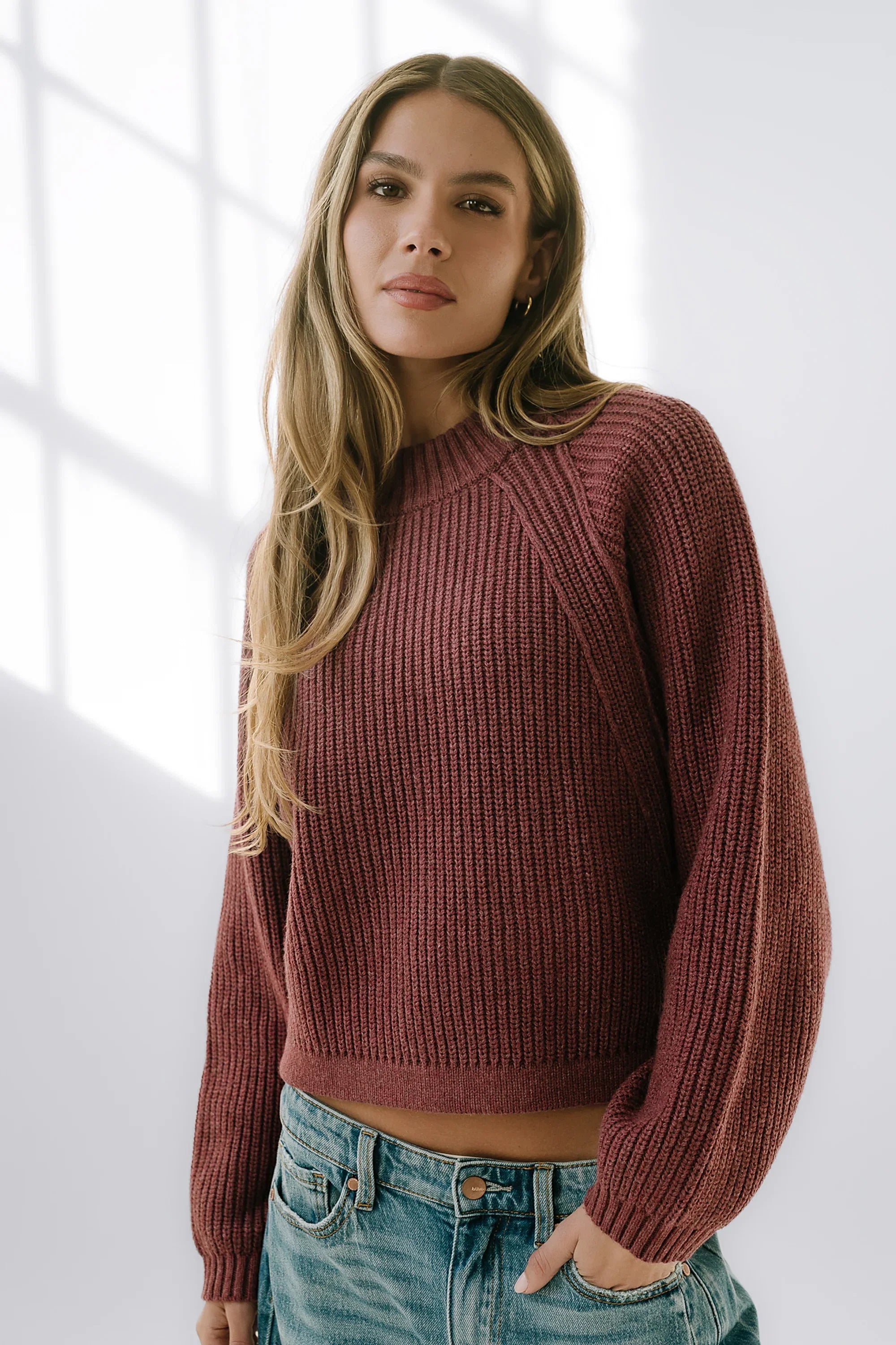 Shayla Knit Sweater in Burgundy FINAL SALE