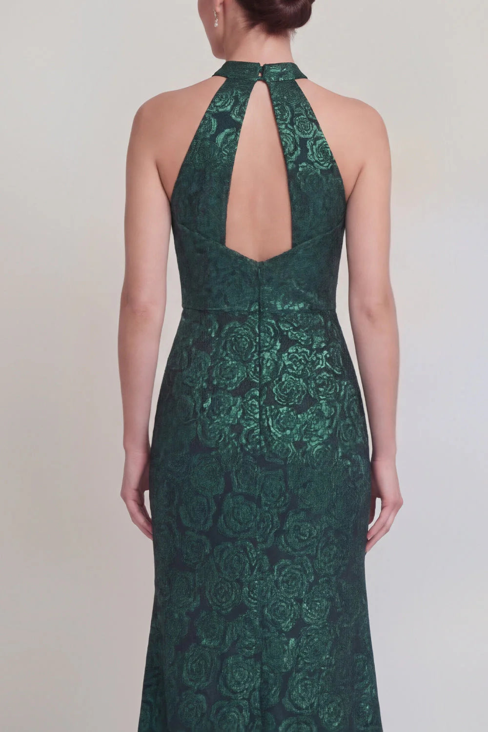 Halter Jacquard Mermaid Sage Green Mother of the Bride Dress