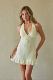 Fleur Lace Halter Ruffled Mini Dress
