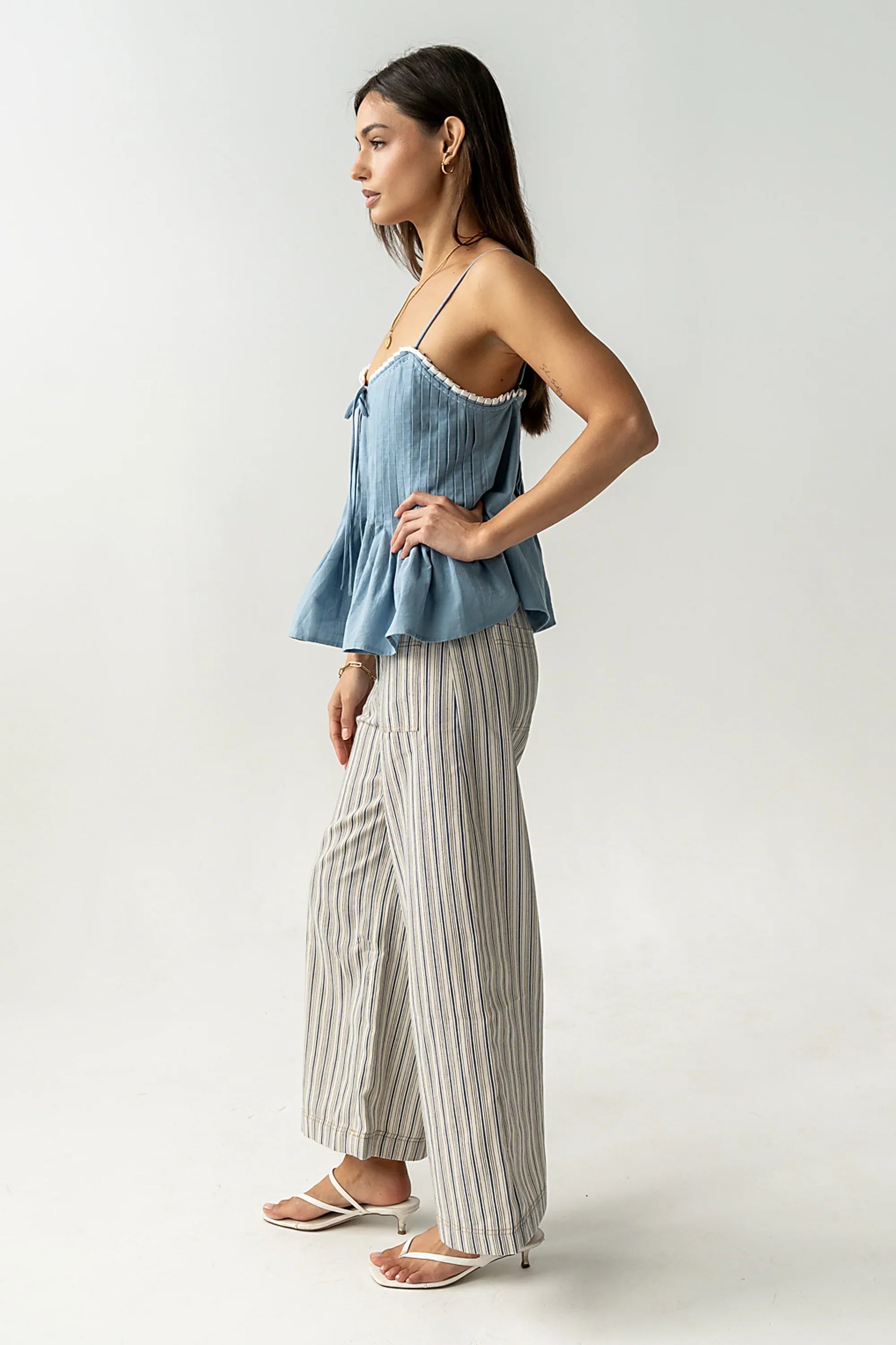 Mckell Peplum Tank Top in Blue