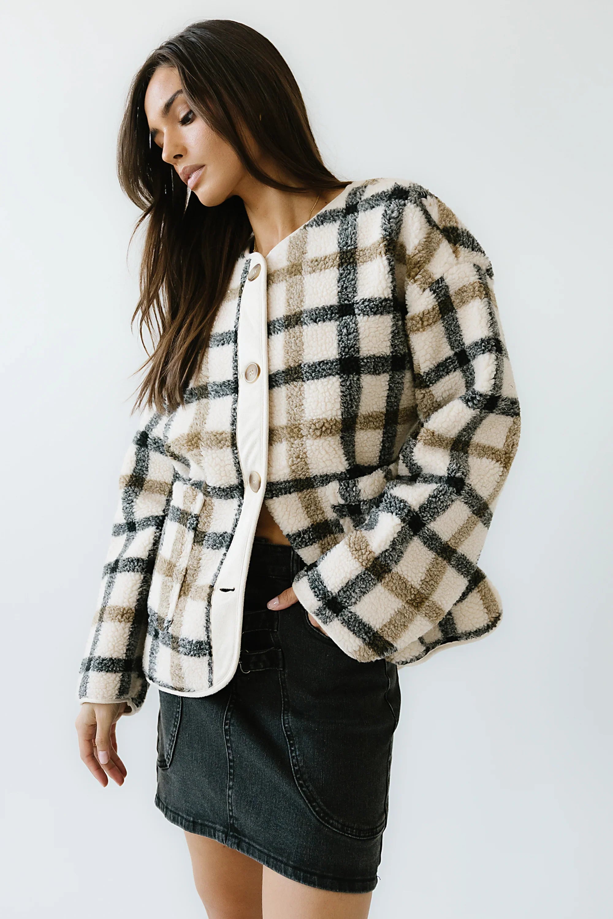 Jasper Gingham Sherpa Jacket FINAL SALE