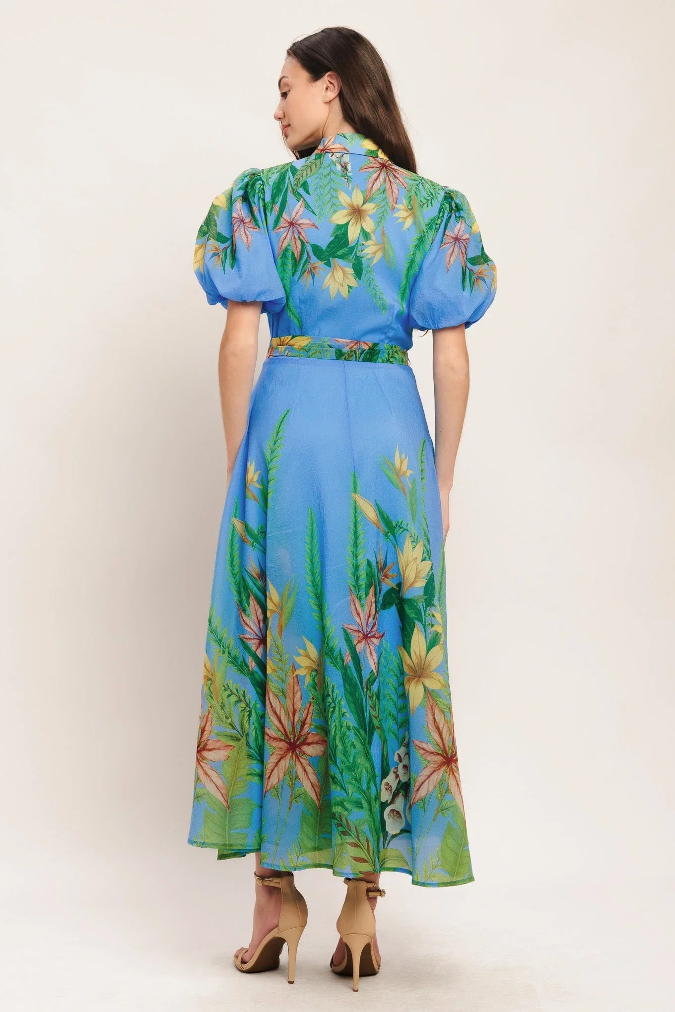 PALM SERENADE BLUE MIDI DRESS