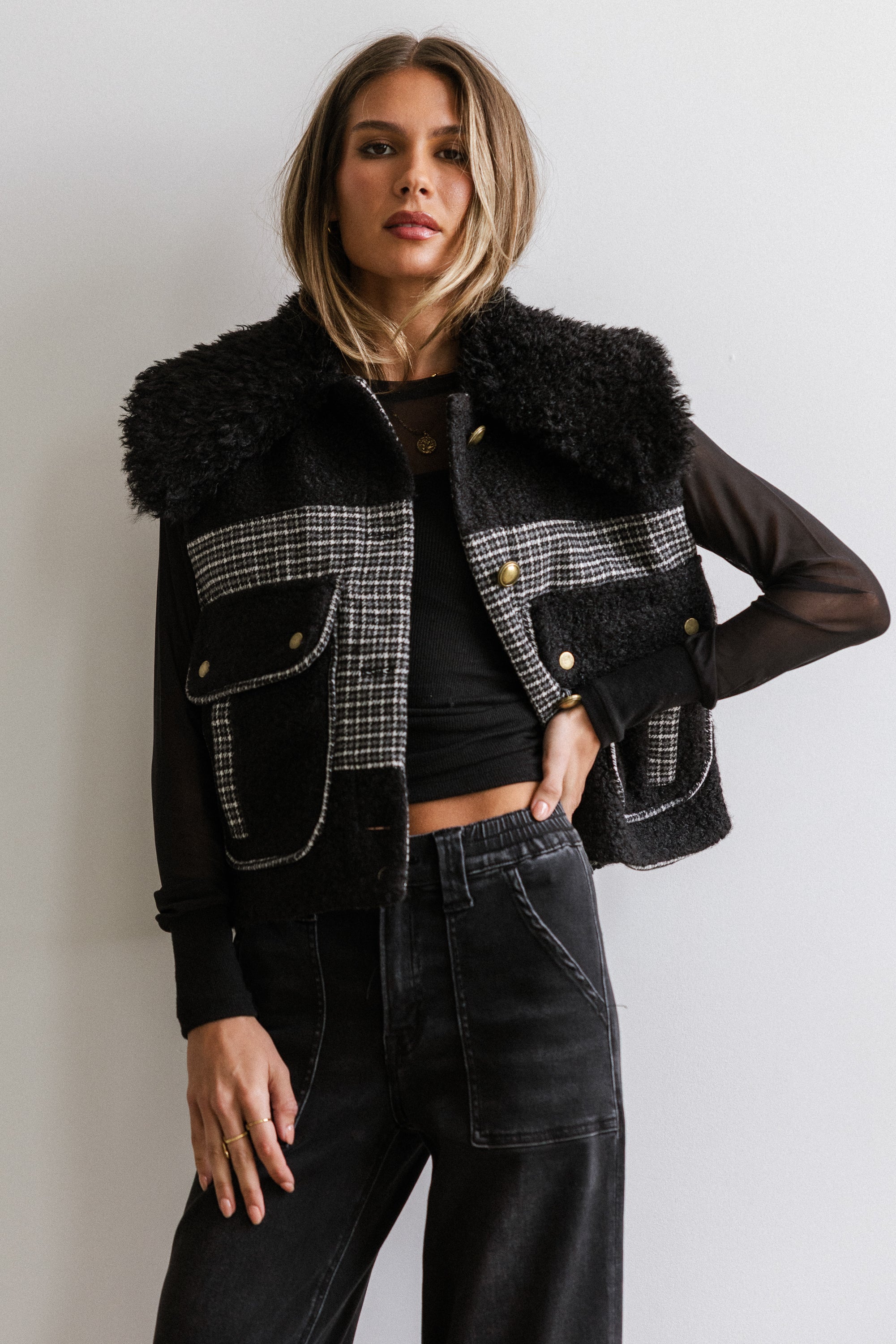 Liv Sherpa Vest in Black FINAL SALE