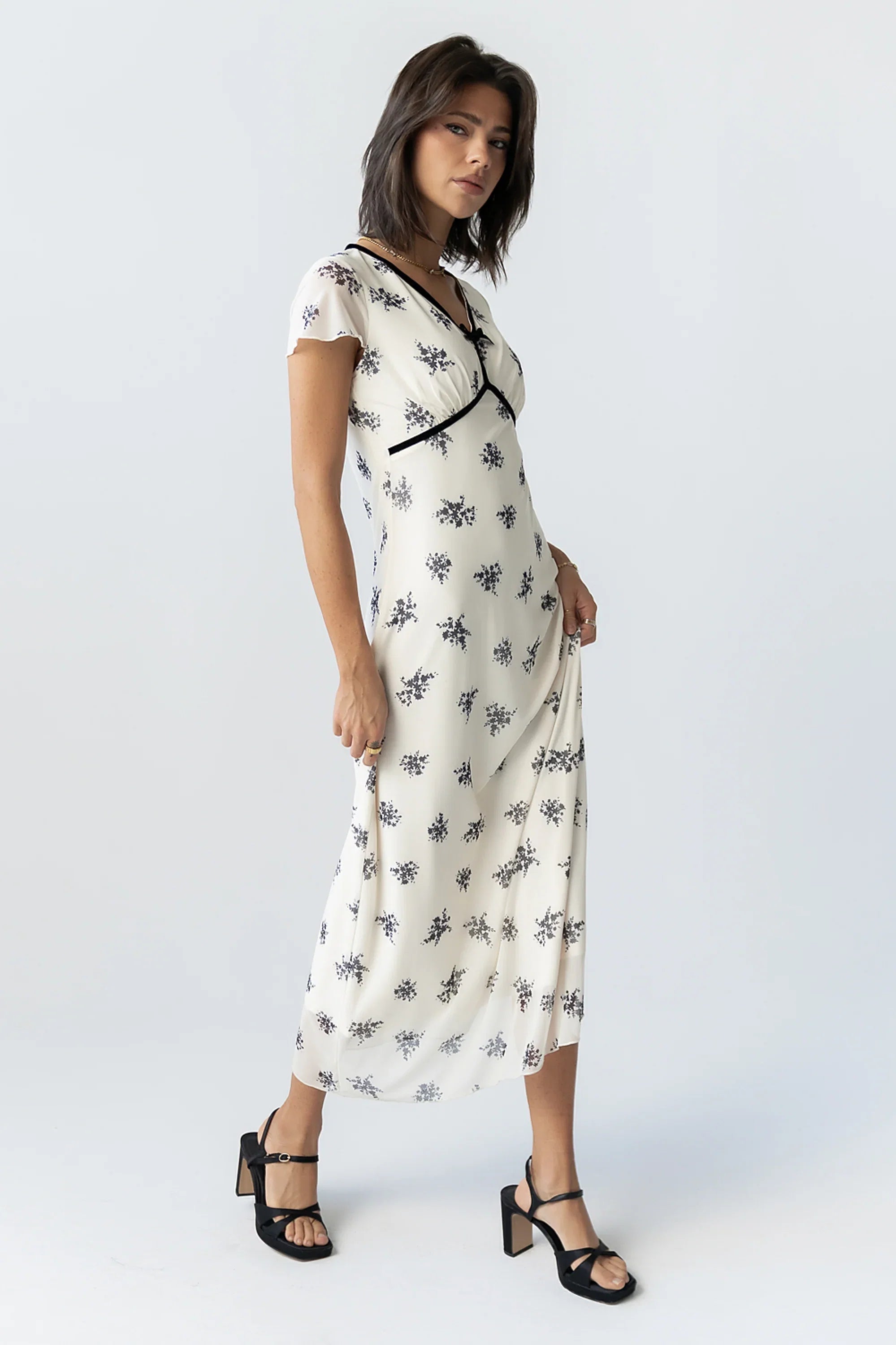 Neo Mesh Maxi Dress in Ivory
