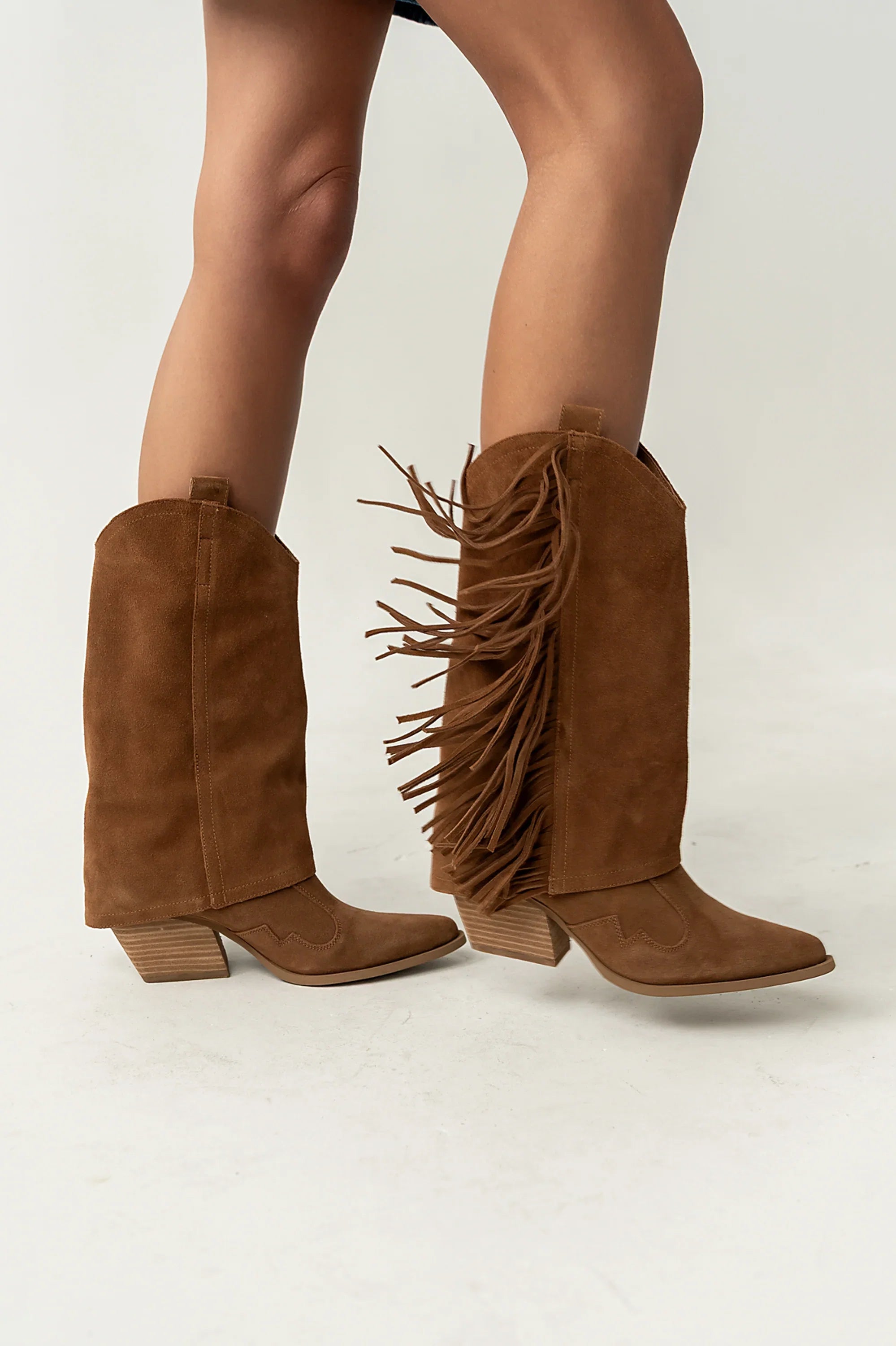 Deston Fringe Boots in Tan