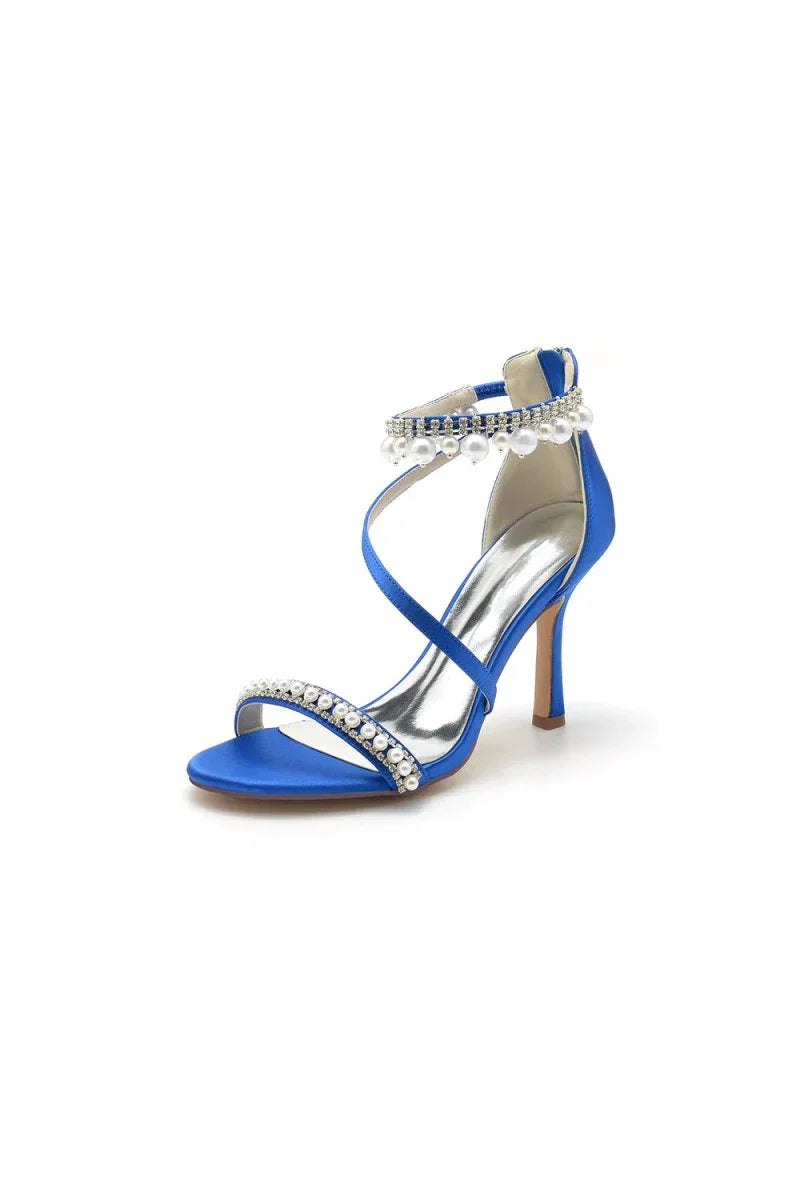 Elegant Single Strap Pearl Beaded Wedding Shoes