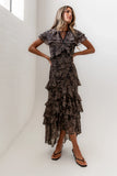 James Ruffle Maxi Dress in Grey