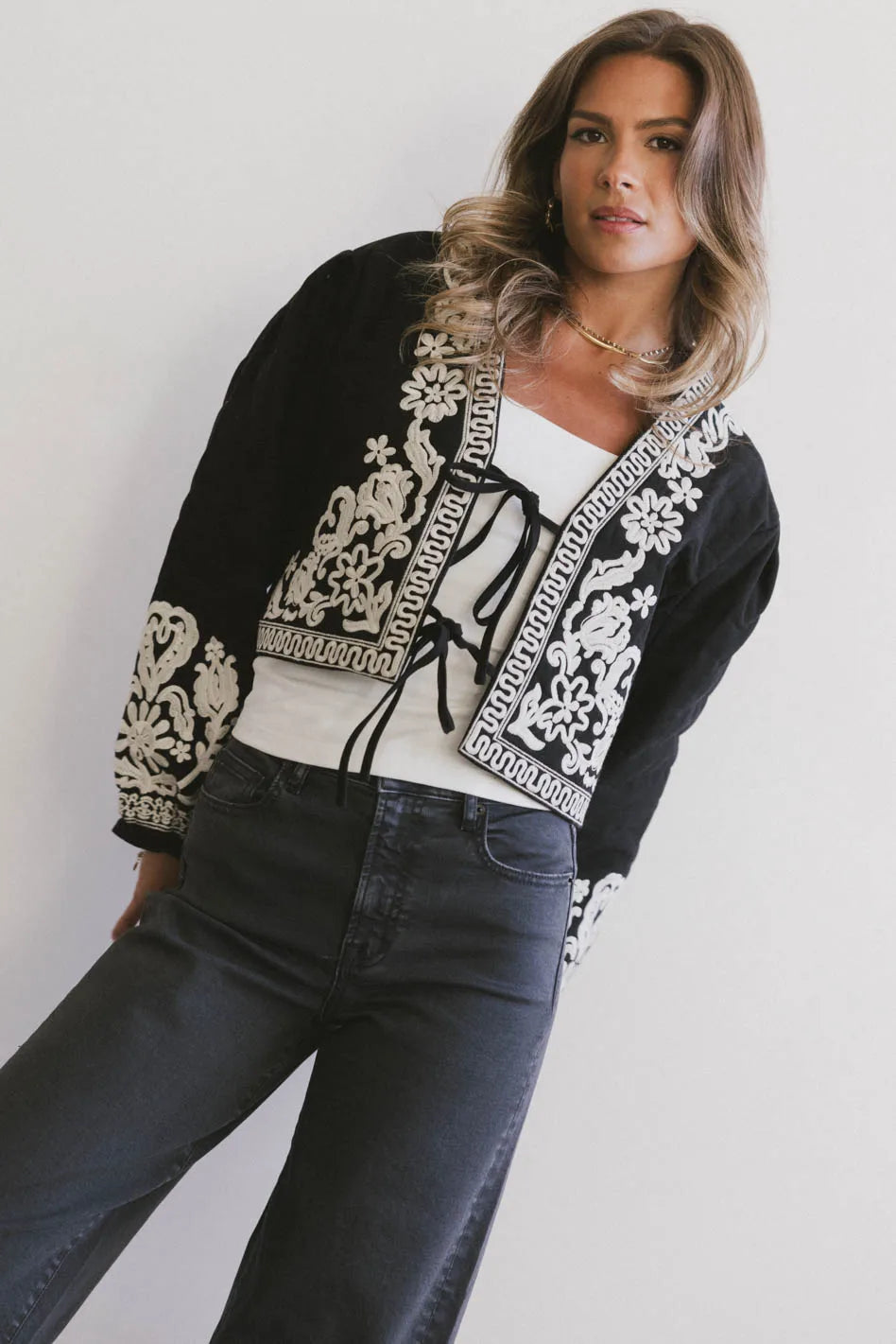 Benja Embroidered Jacket in Black FINAL SALE