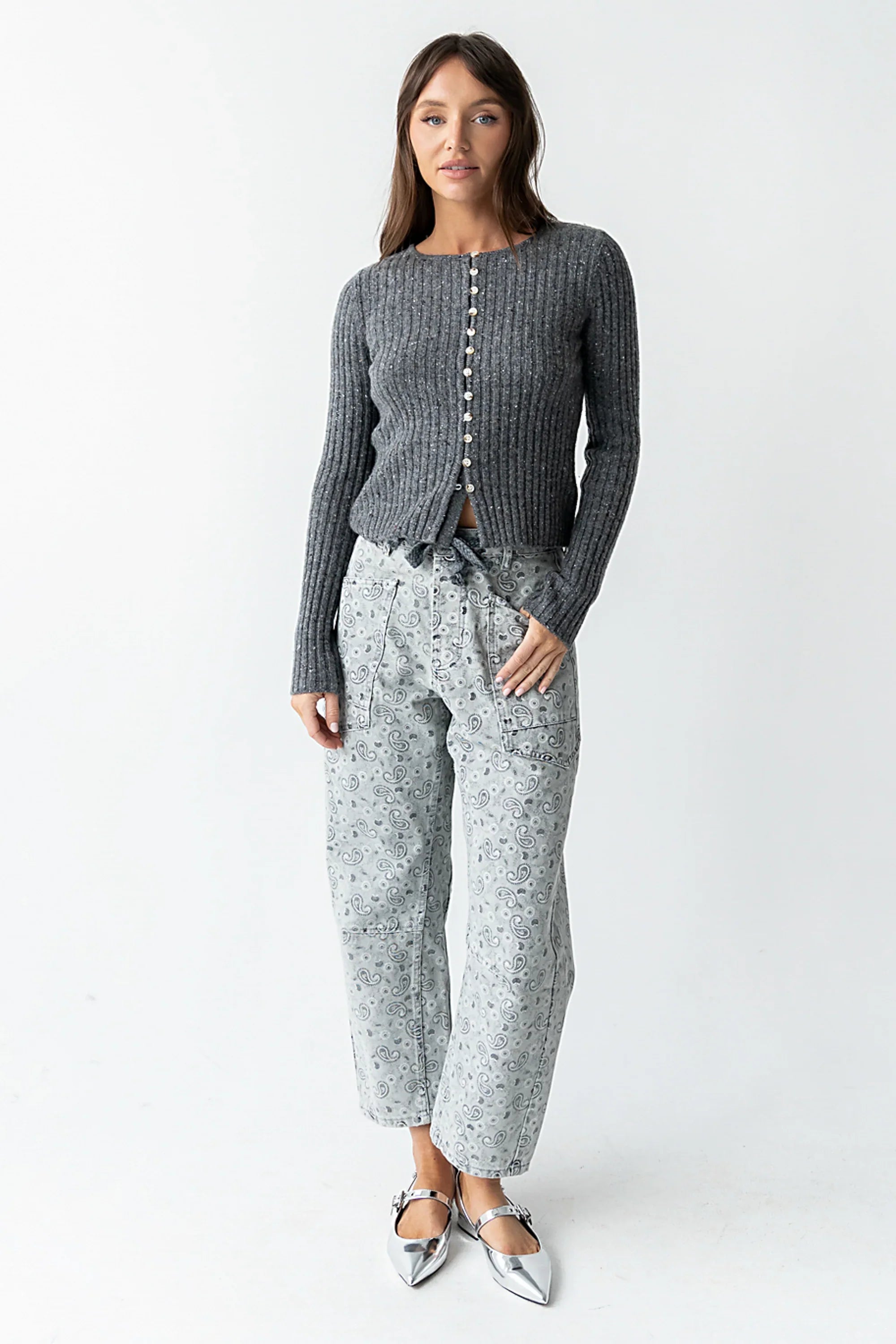 Hellen Knit Cardigan in Charcoal
